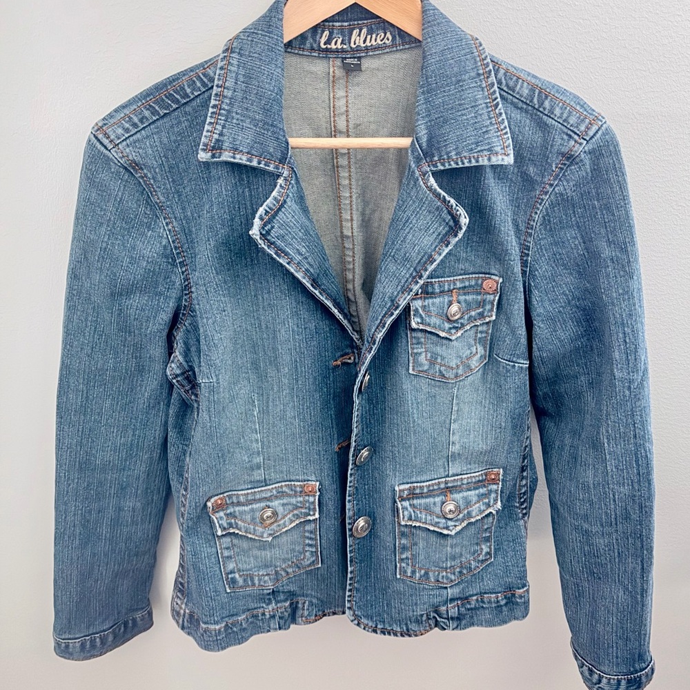 L.A. Blues Blue Denim Jacket Size L Vintage Wash 90s Y2K Classic Jean Jacket